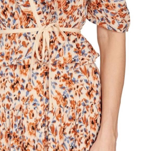 Ulla Johnson Lisette Dress Pearl Floral Wrap Ruffle Midi New With Tag Size 4 - Picture 5 of 10